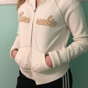 White zip-up Abercrombie jacket